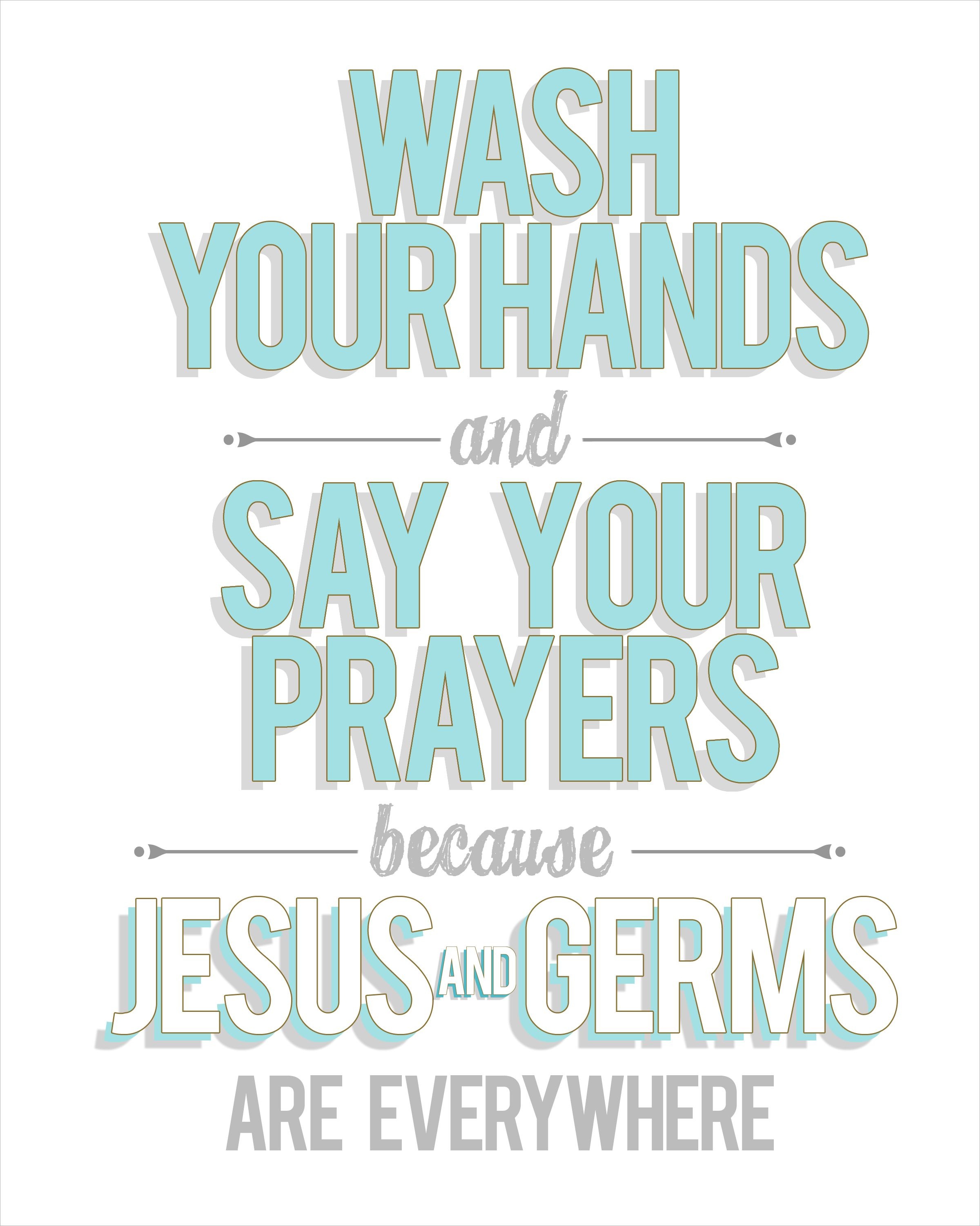Beachy Summer Bathroom Makeover + Free Bathroom Printable | Kids - Wash Your Hands And Say Your Prayers Free Printable