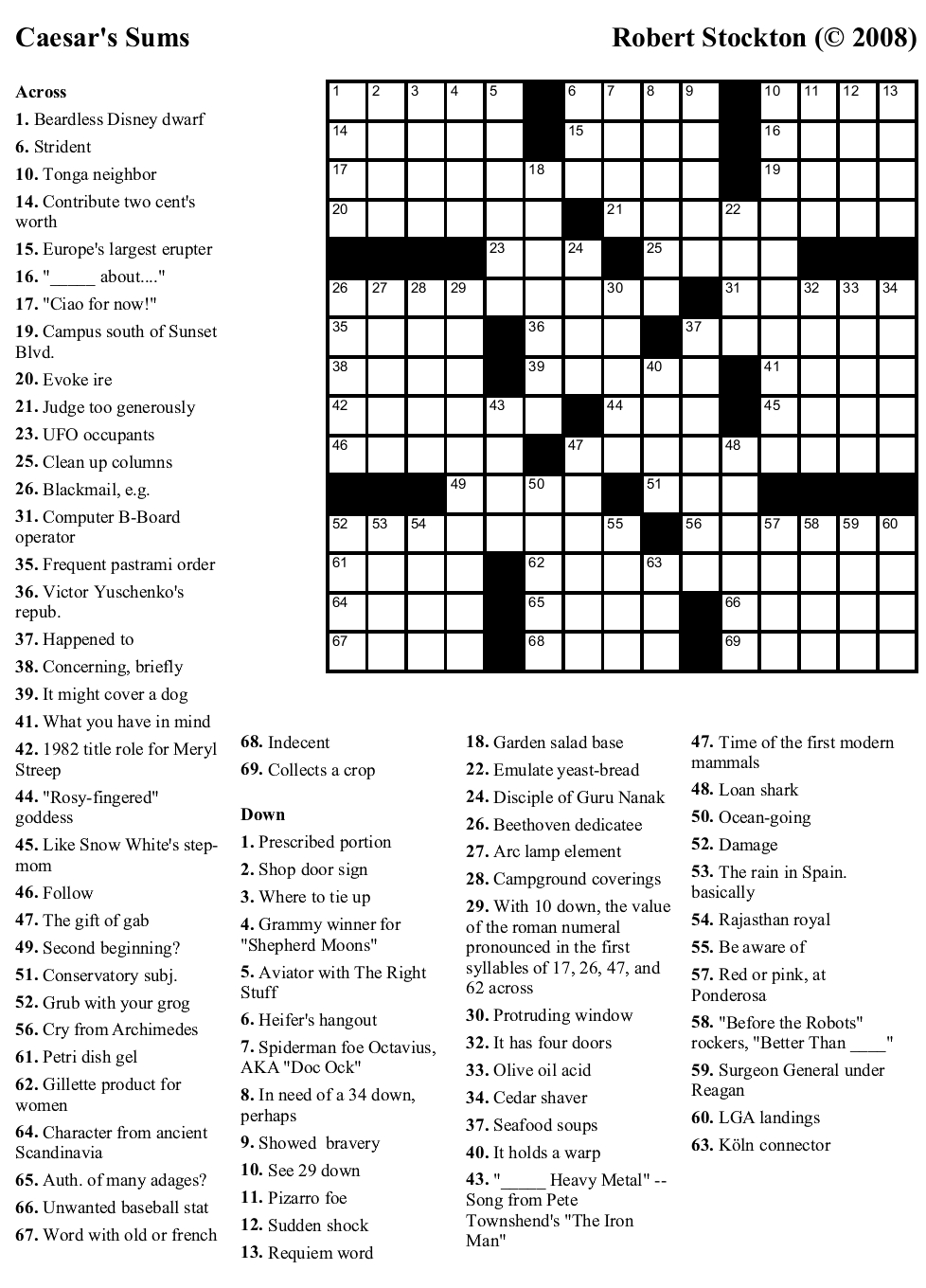 Free Printable Ny Times Crossword Puzzles