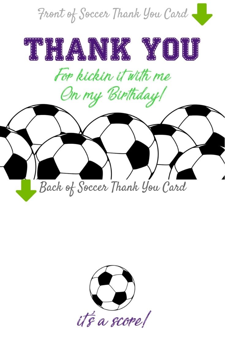 Birthday Party Thank You Cards, Purple Soccer Invitation Matching - Free Printable Soccer Thank You Cards