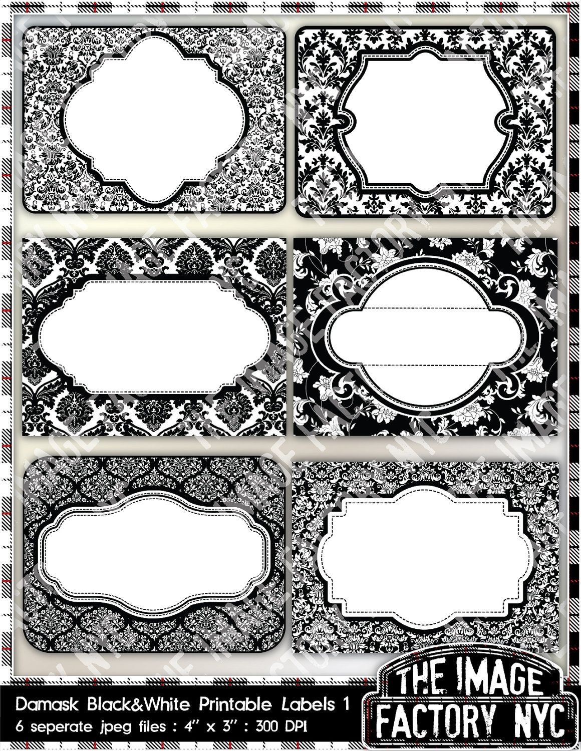 Black And White Damask Printable Labels &amp;amp; Tags, For Gift Tags, Place - Free Printable Damask Place Cards