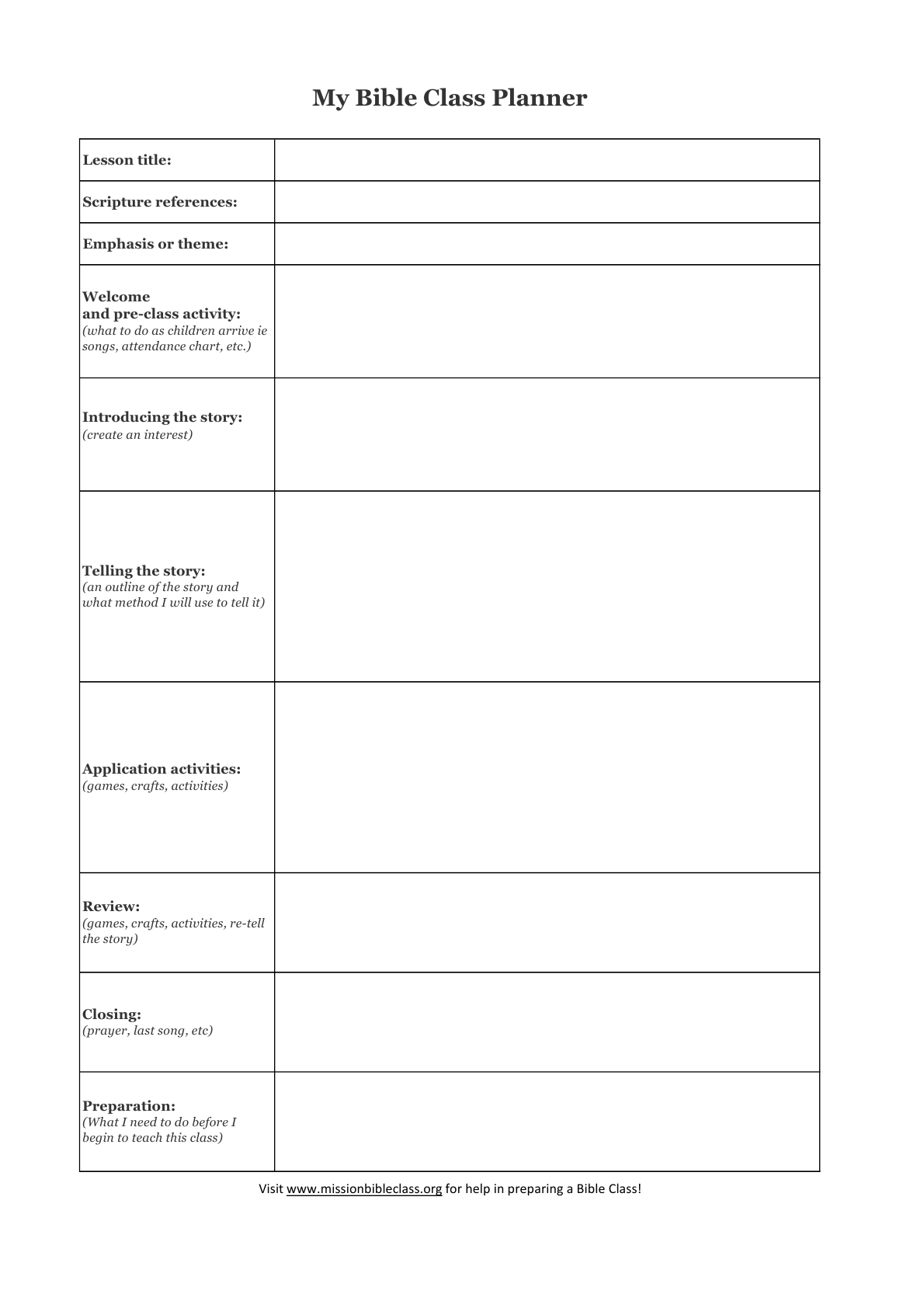 Blank Lesson Plan Templates To Print | Lesson Planning | Blank - Free Printable Sunday School Lessons For Teens