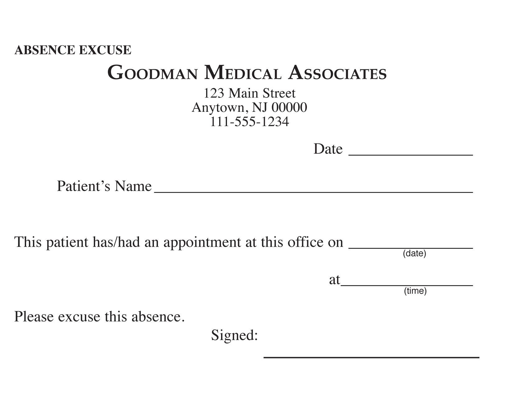 Doctors Note For Work Template Free