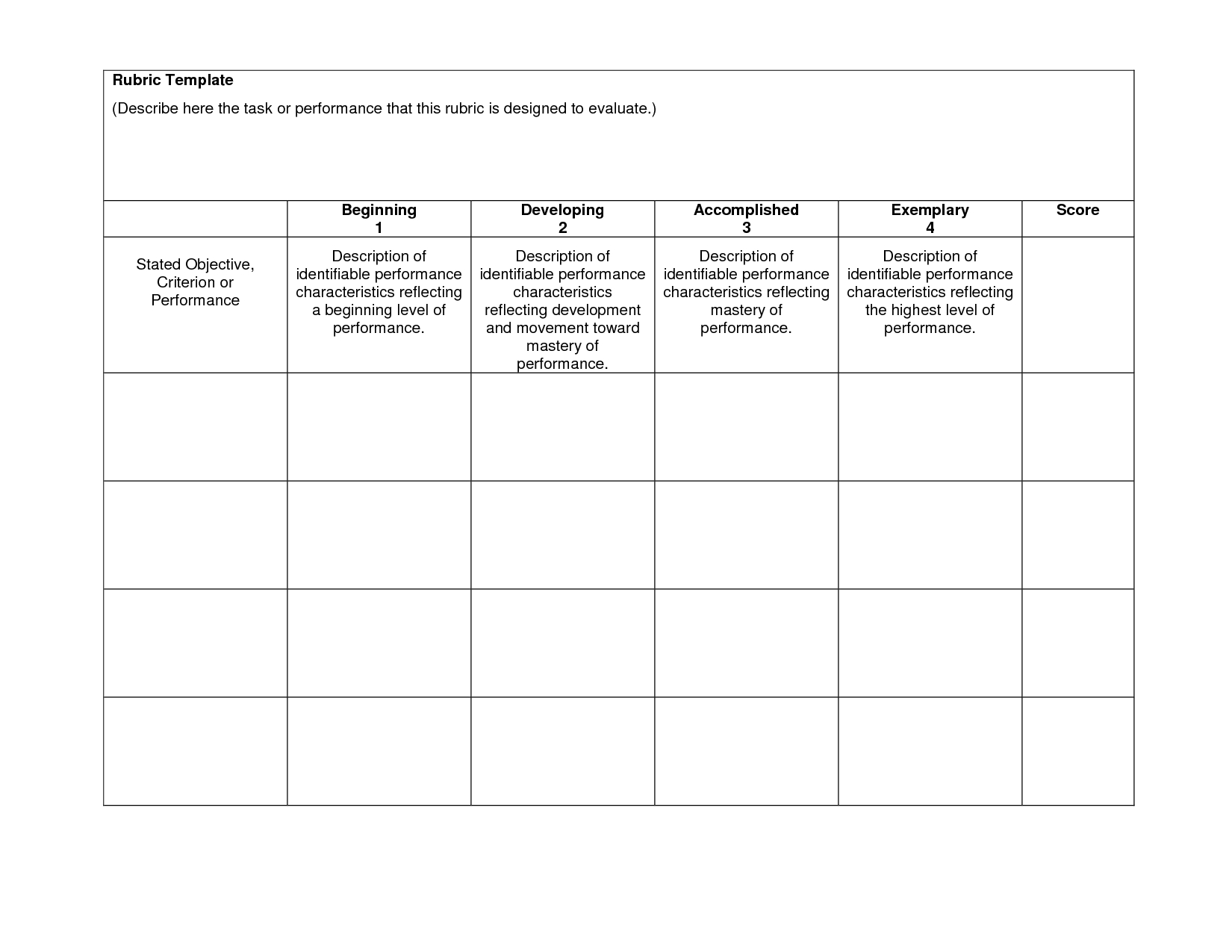 Rubric Templates Template Rating Scale Rubric Family And Free