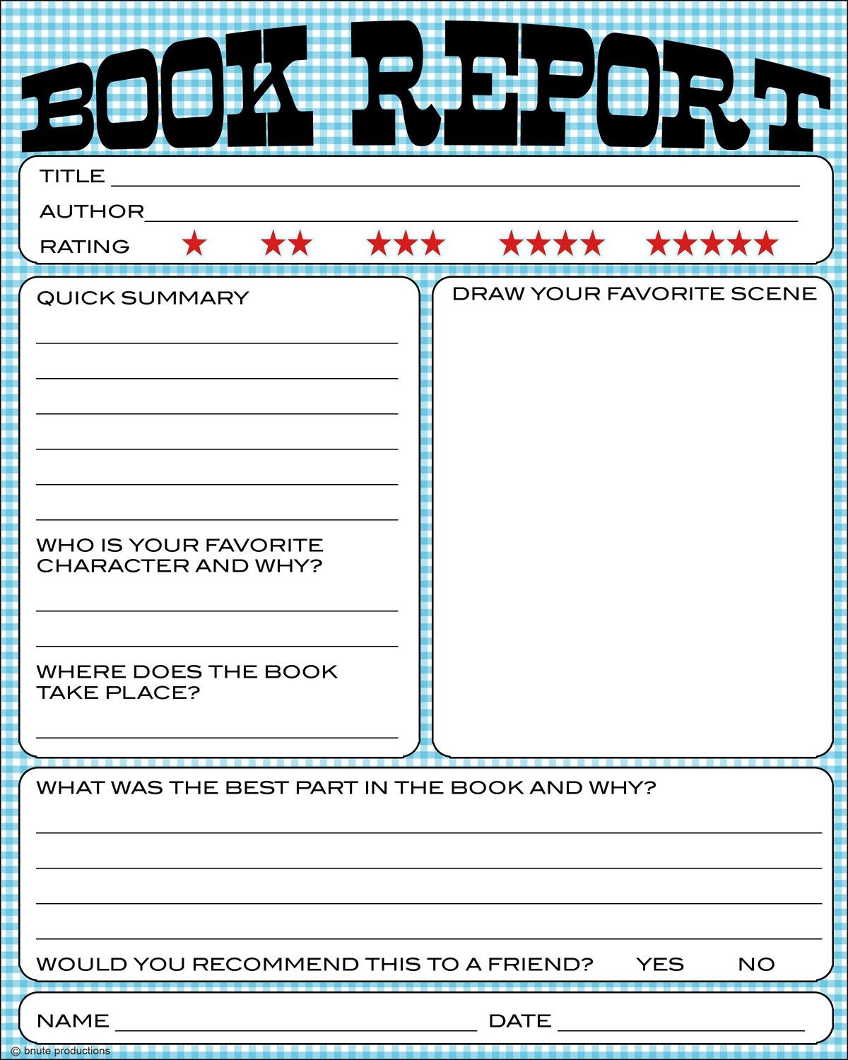 Bnute Productions: Free Printable Kids Book Report Worksheet - Free Printable Books For 5Th Graders