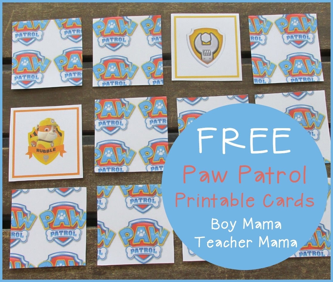 Boy Mama: Free Paw Patrol Printable Cards - Boy Mama Teacher Mama - Free Printable Snap Cards