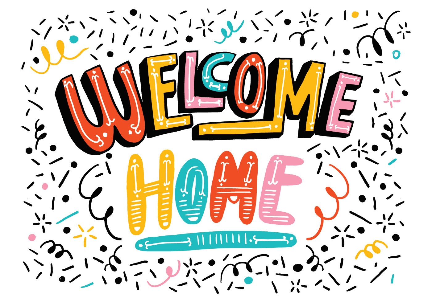 Bright Welcome Home Lettering - Download Free Vector Art, Stock - Welcome Home Cards Free Printable