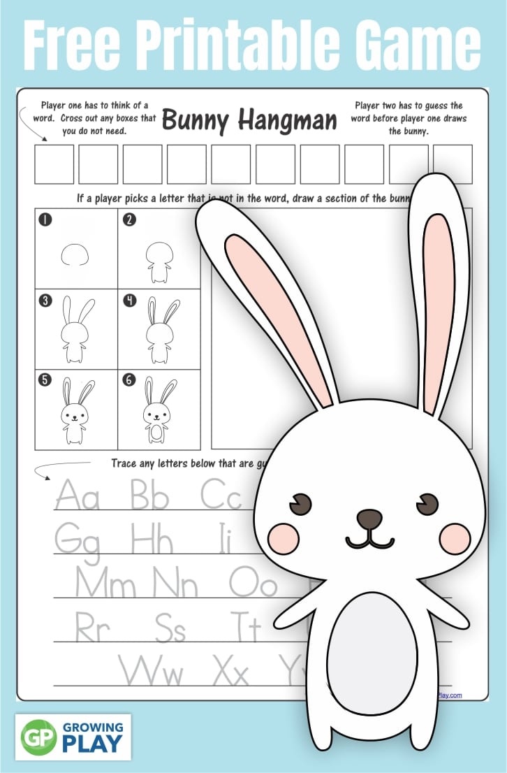 Bunny Game For Kids - Growing Play - Free Printable Hangman Game