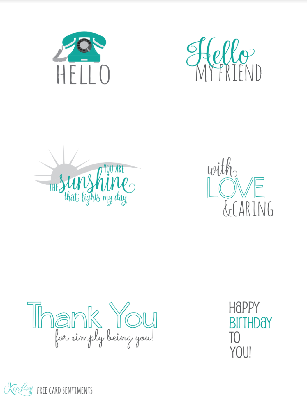 Buy 3 Get 1 Free Kwik Card Kits | Free Printables | Kiwi Lane - Free Printable Greeting Card Sentiments