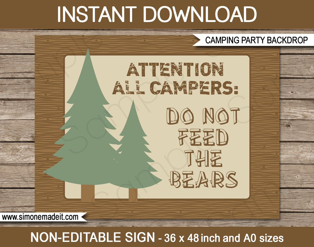 Camping Party Sign Backdrop | Camping Party Decorations - Free Printable Camping Signs