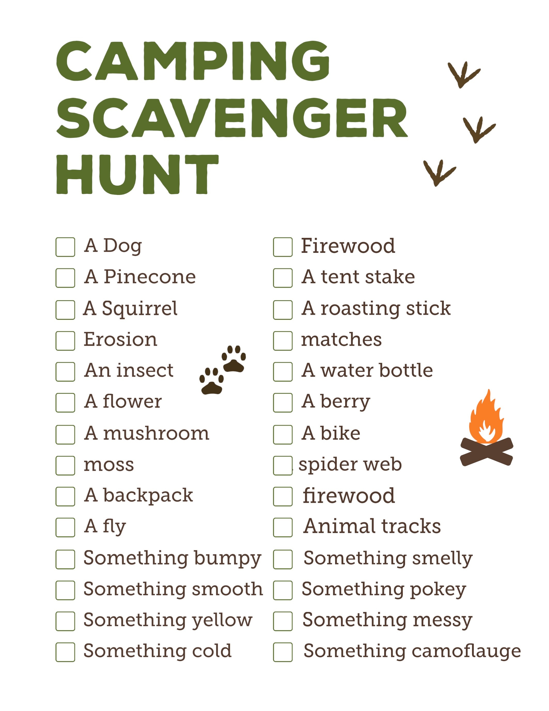 Camping Scavenger Hunt Printable - Paper Trail Design - Free Printable Scavenger Hunt
