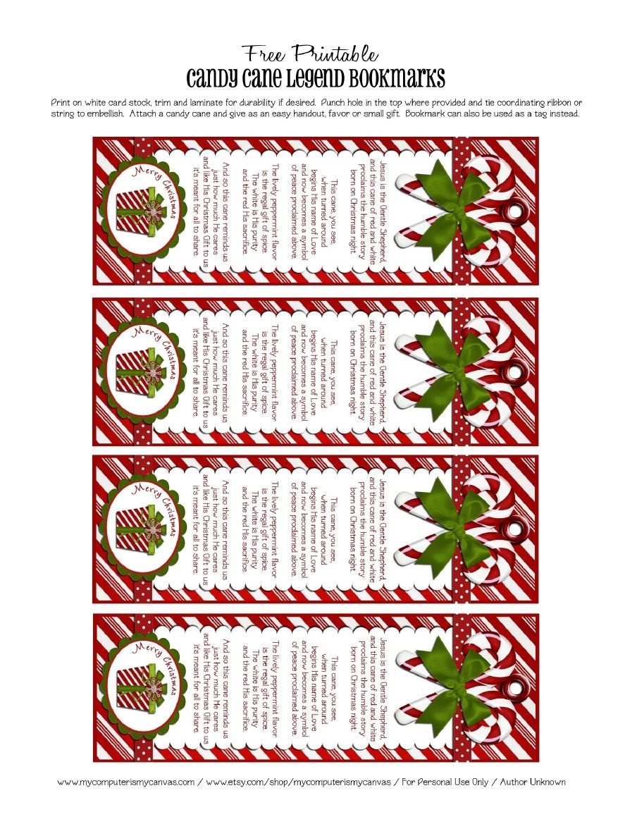 Candy Cane Legend Bookmarks - I Can Use These When We Do The 25 Days - Free Printable Candy Cane Poem
