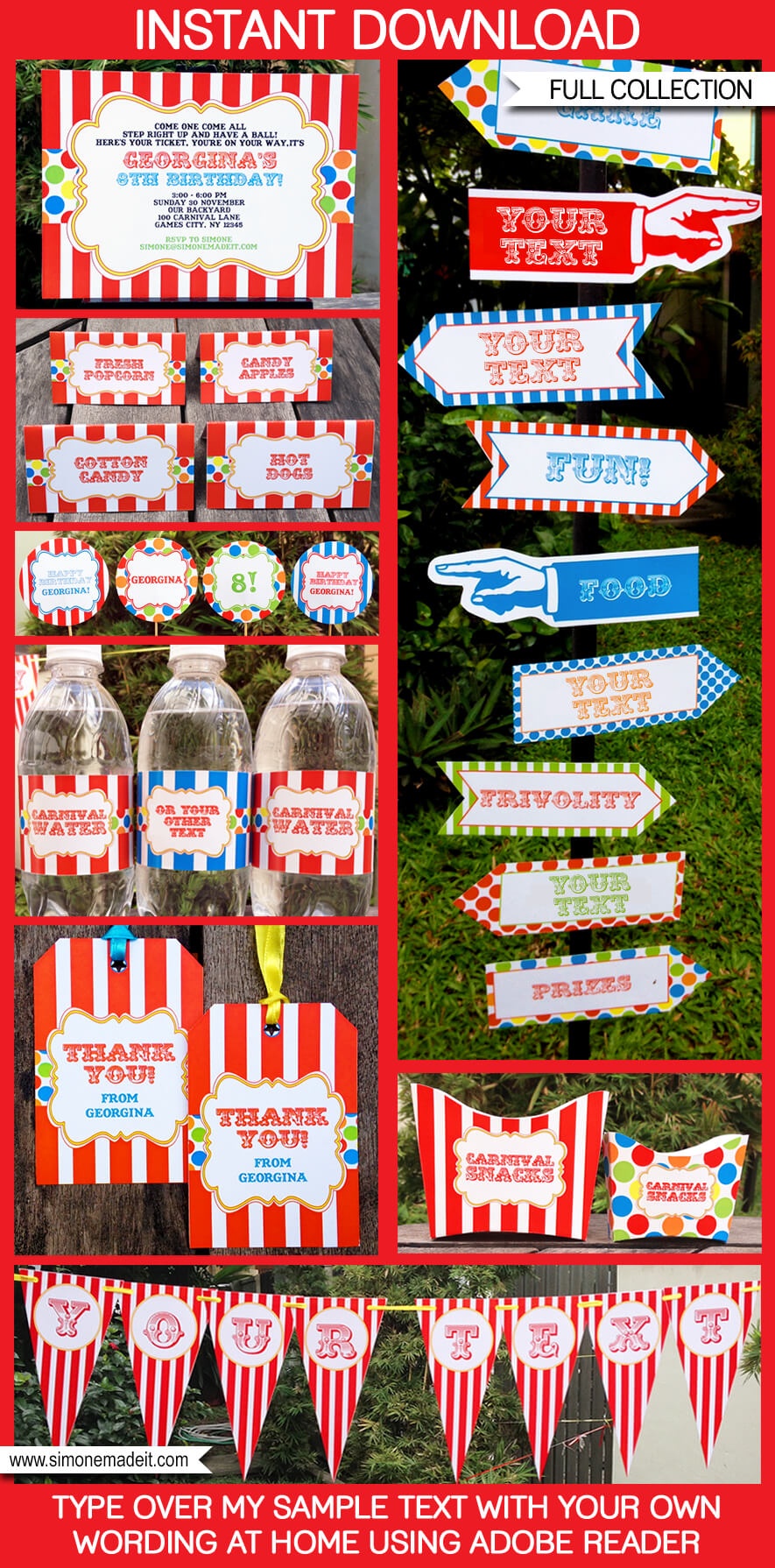 Carnival Party Printables | Circus Party Printables - Free Printable Carnival Decorations