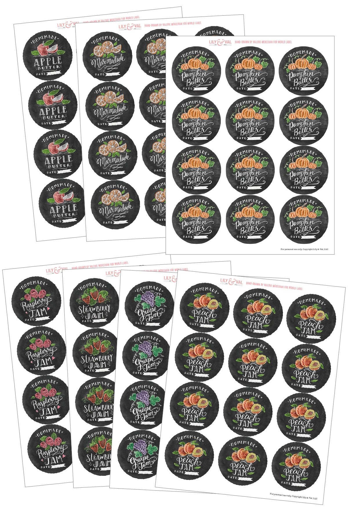 Chalk Art Jam Labels Hand-Drawnvalerie Mckeehan | Free Printable - Free Printable Jam Labels