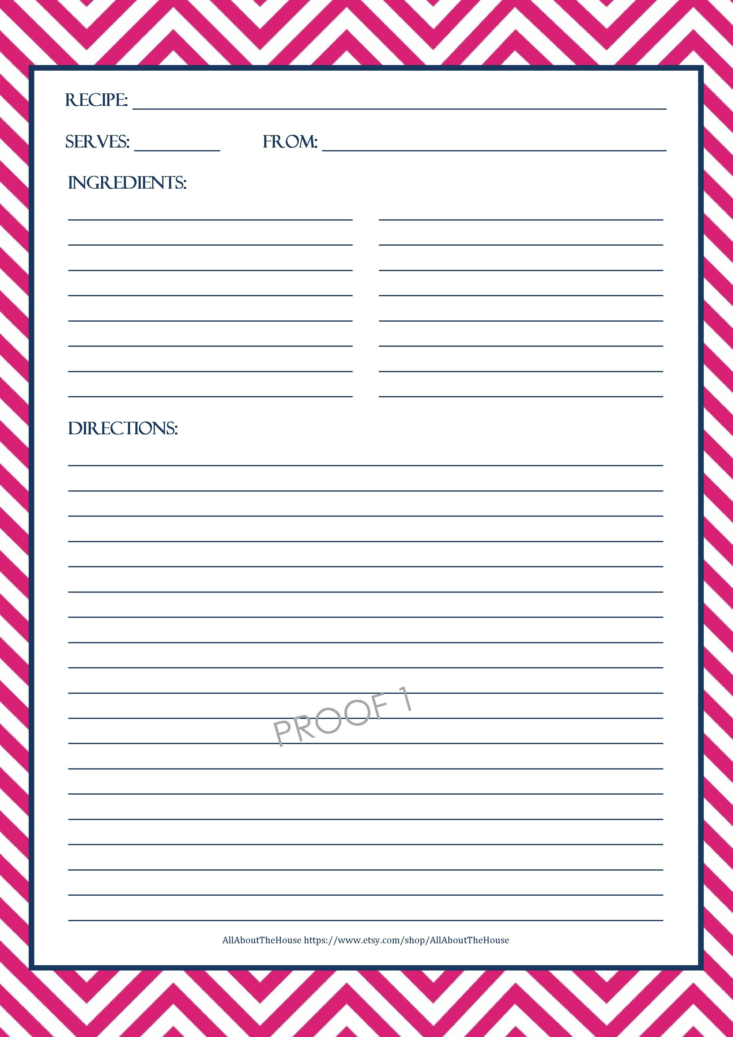 free printable recipe templates