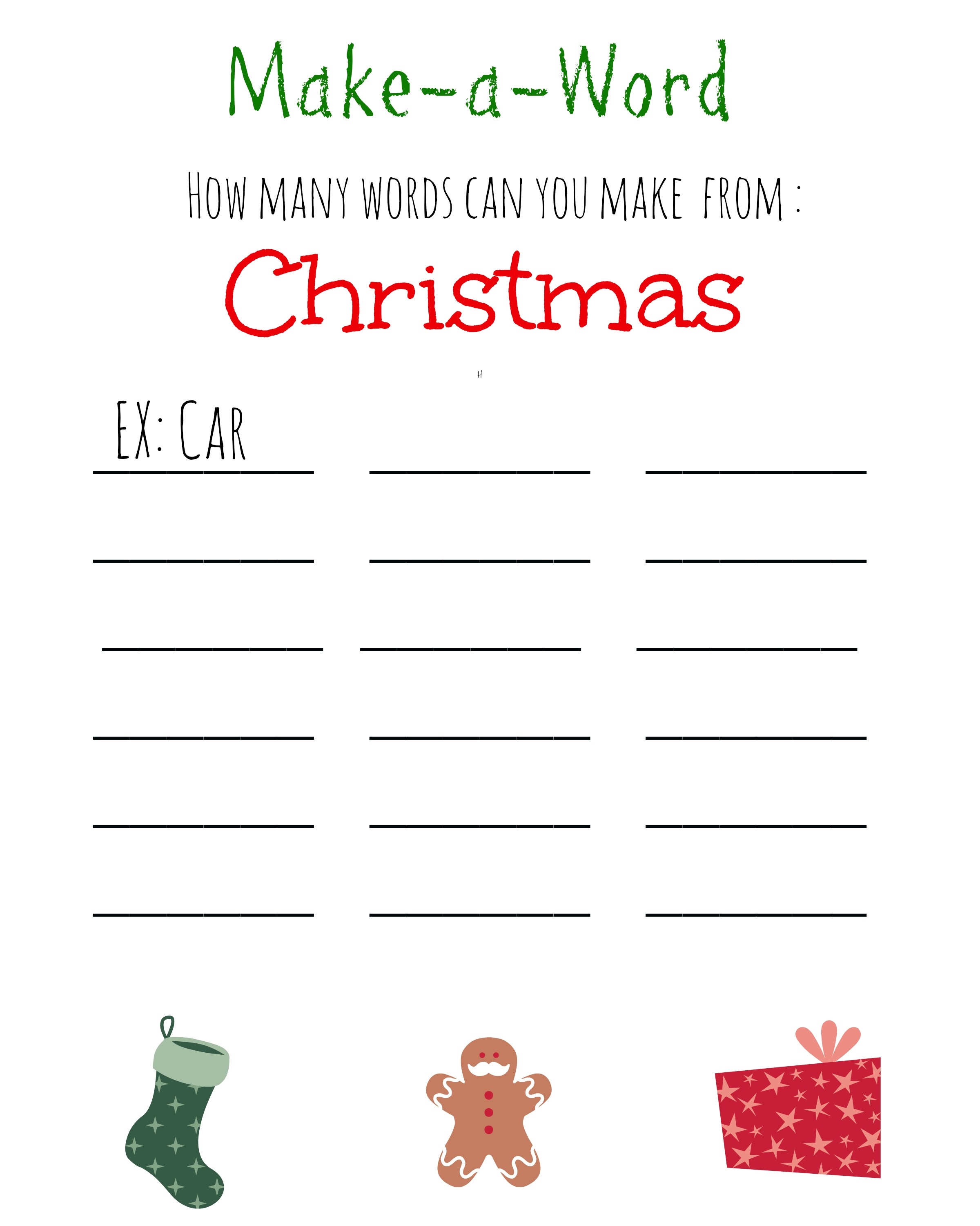 Christmas Games For Kids ~ Free Printable, Christmas Make A Word - Free Printable Christmas Word Games