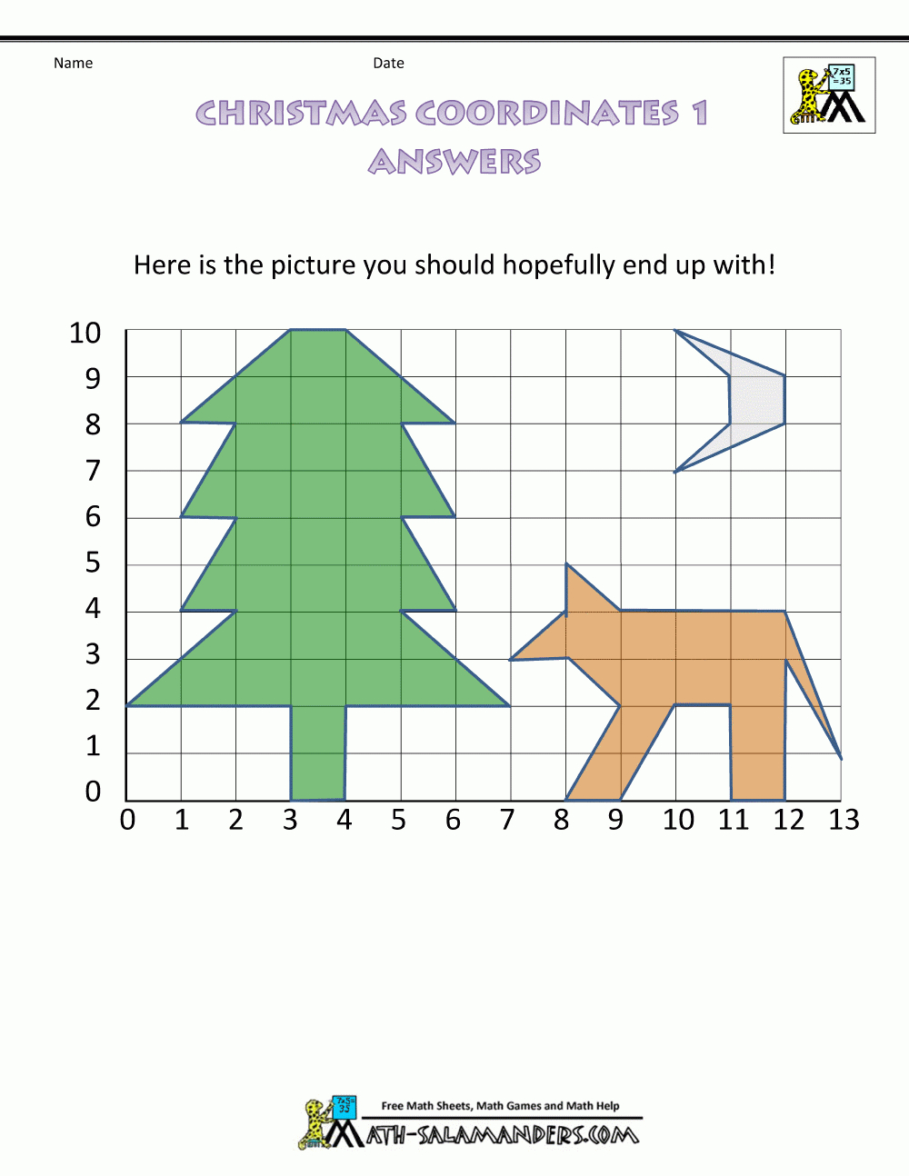 Free Printable Christmas Coordinate Graphing Worksheets Printable