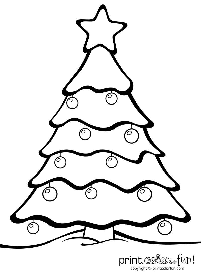 Christmas Tree With Ornaments | Print. Color. Fun! Free Printables - Free Printable Christmas Tree Ornaments To Color