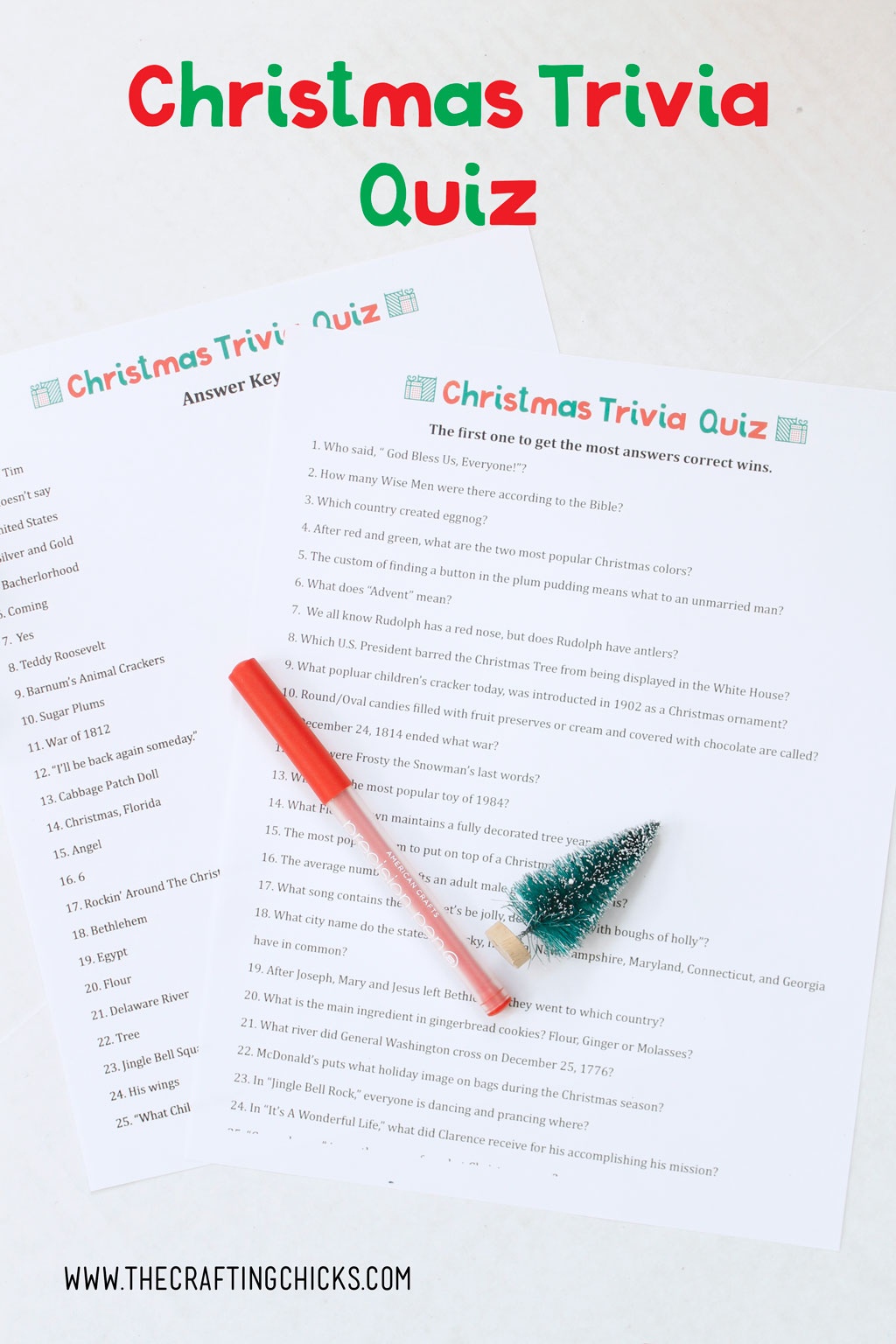 Christmas Trivia Quiz Free Printable - The Crafting Chicks - Free Printable Christmas Trivia Quiz
