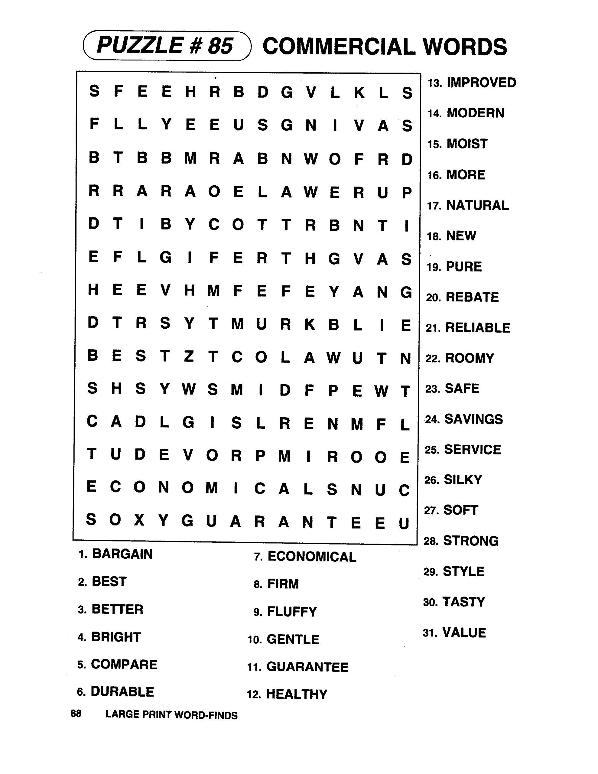 Free Printable Large Print Word Search Free Printable