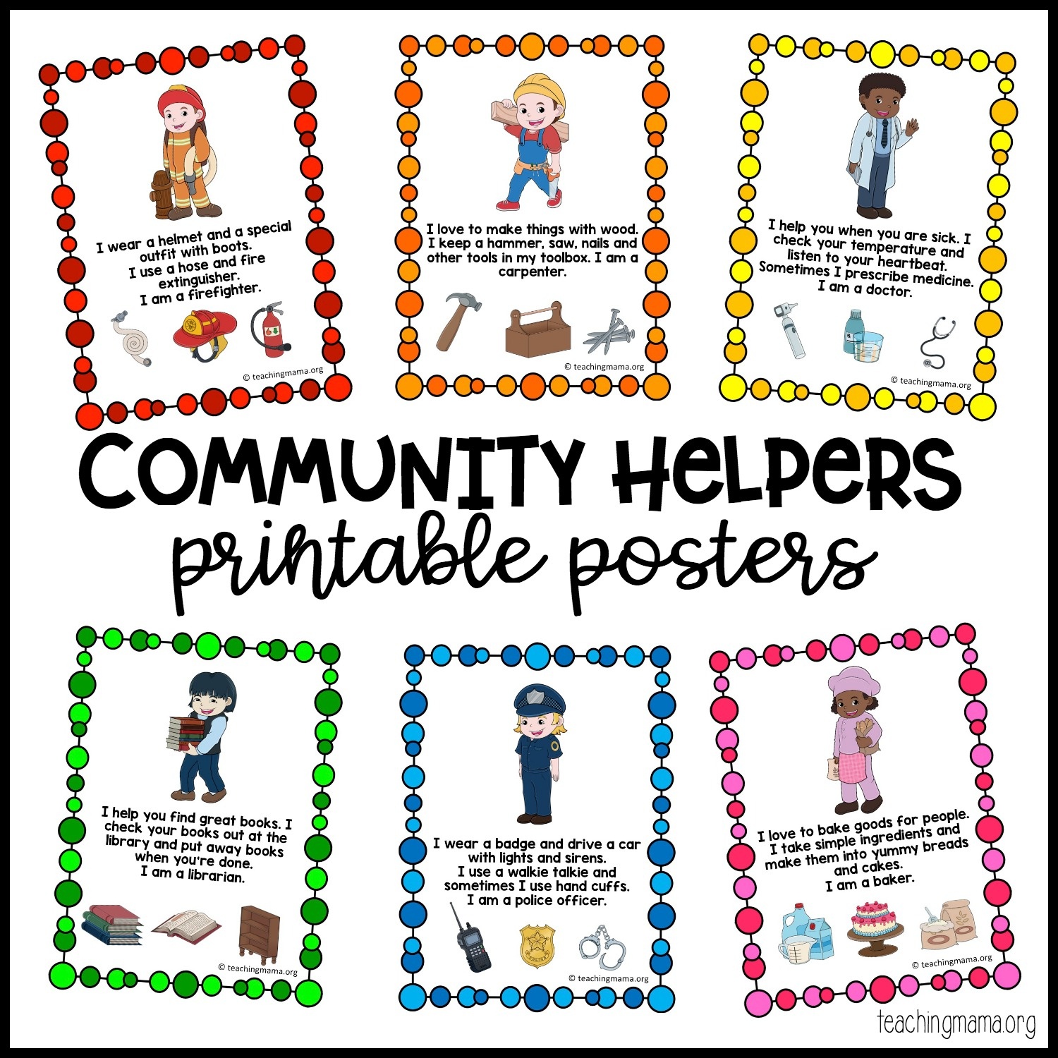 Community Helpers Printable Posters Teaching Mama Free Printable