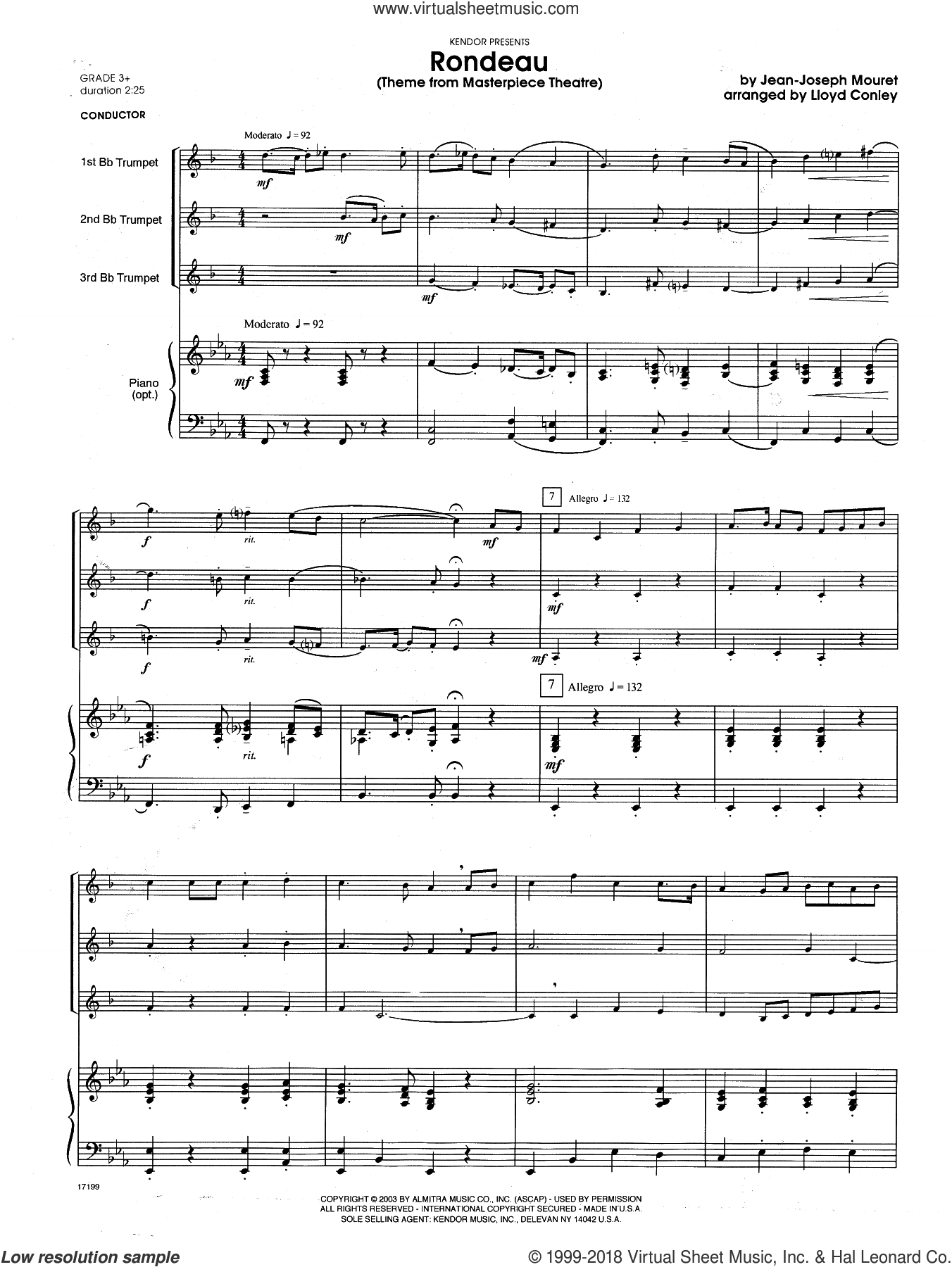 Conley - Rondeau (Theme From Masterpiece Theatre) Sheet Music - Free Printable Sheet Music For Trumpet