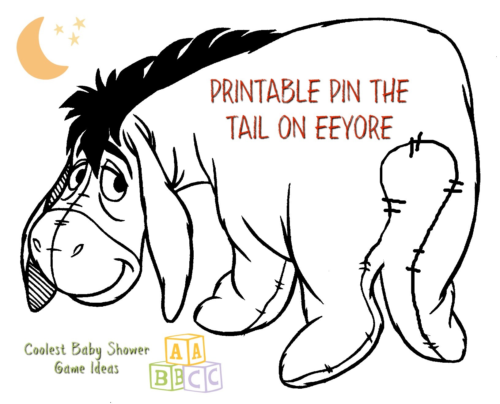 Coolest Winnie The Pooh Baby Shower Game Ideas - Pin The Tail On The Donkey Printable Free
