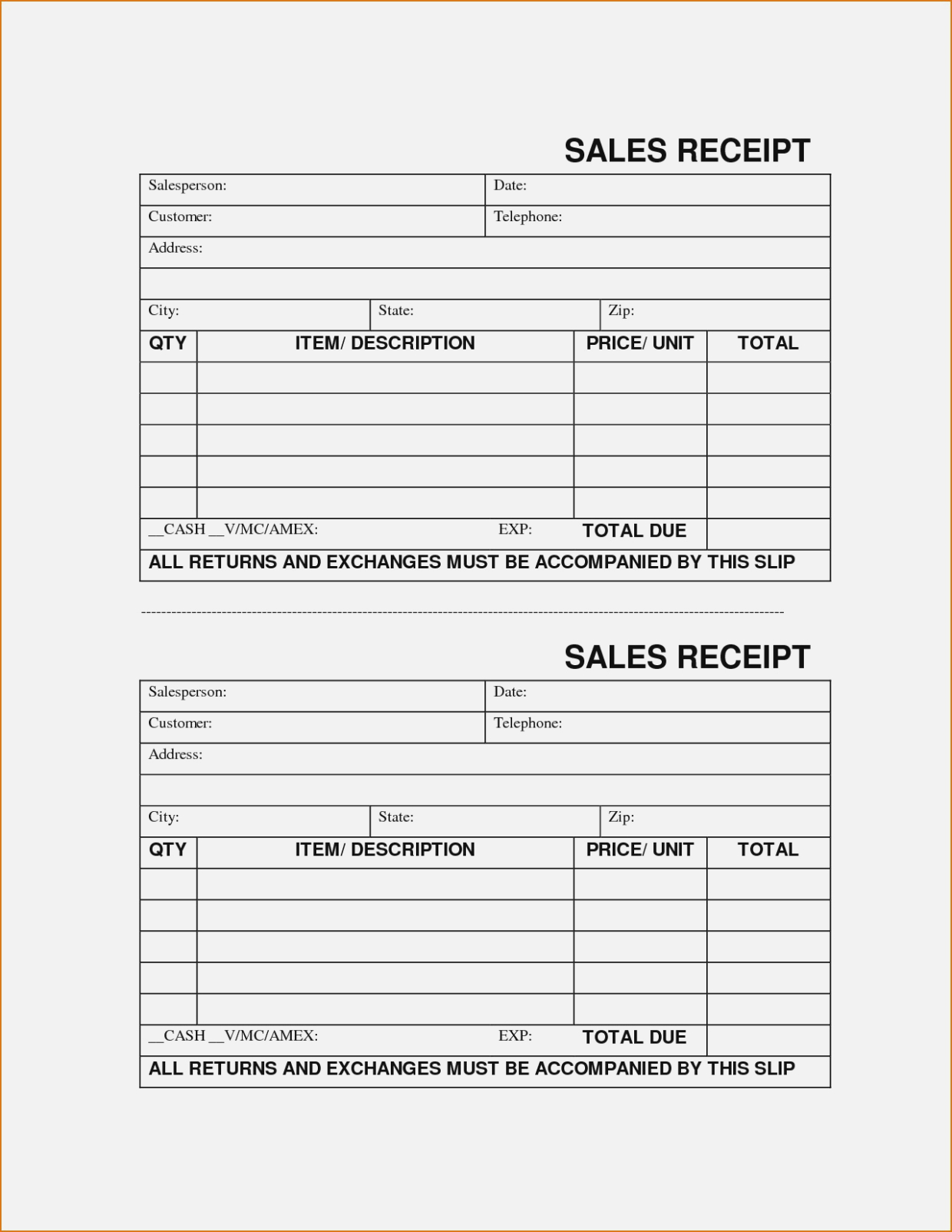 printable template receipt