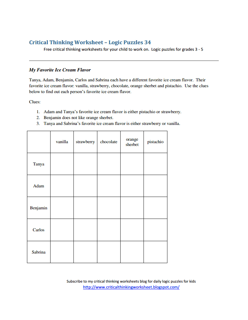 critical thinking puzzles printable