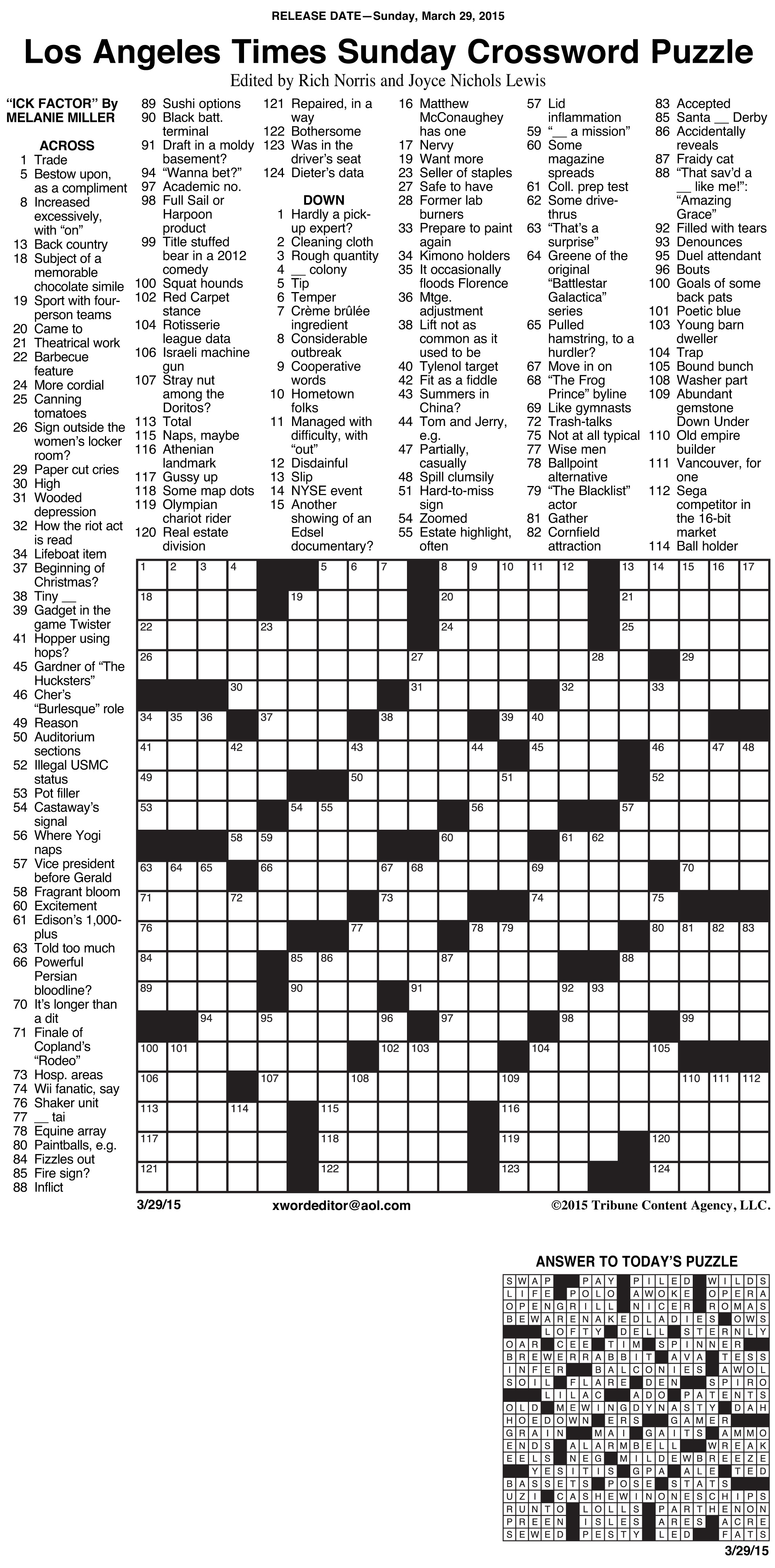 Crosswords Archives Tribune Content Agency Free La Times Crossword