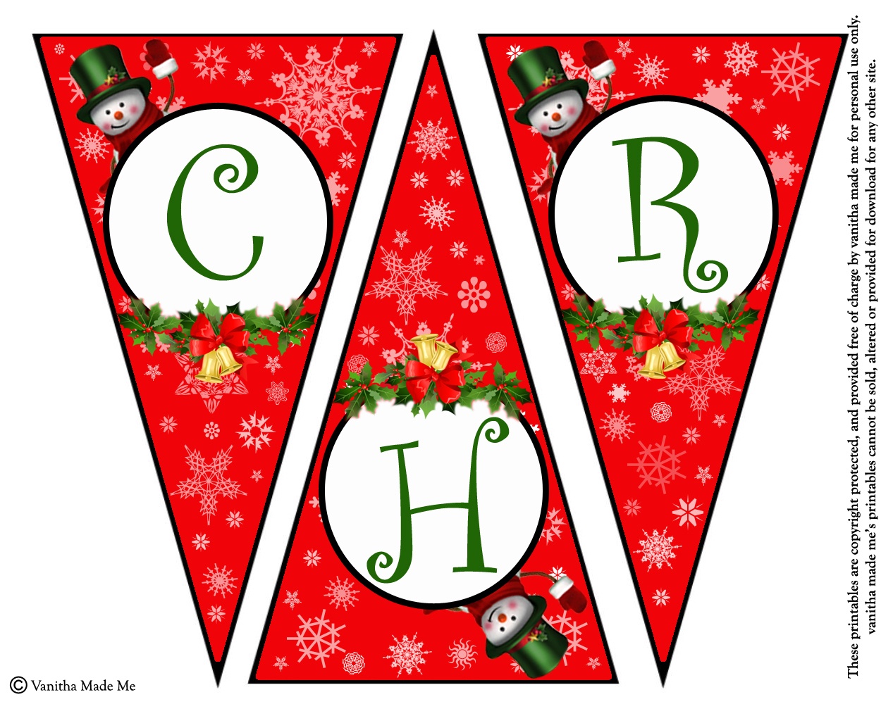 Diy Free Printable Christmas Banner | Vanitha Made Me - Free Printable Christmas Banner