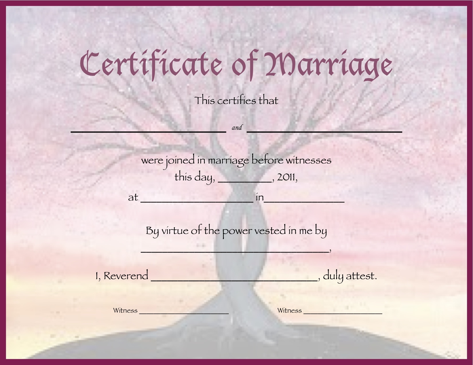 Document-Template-Certificate-New-Free - Free Printable Wedding Certificates