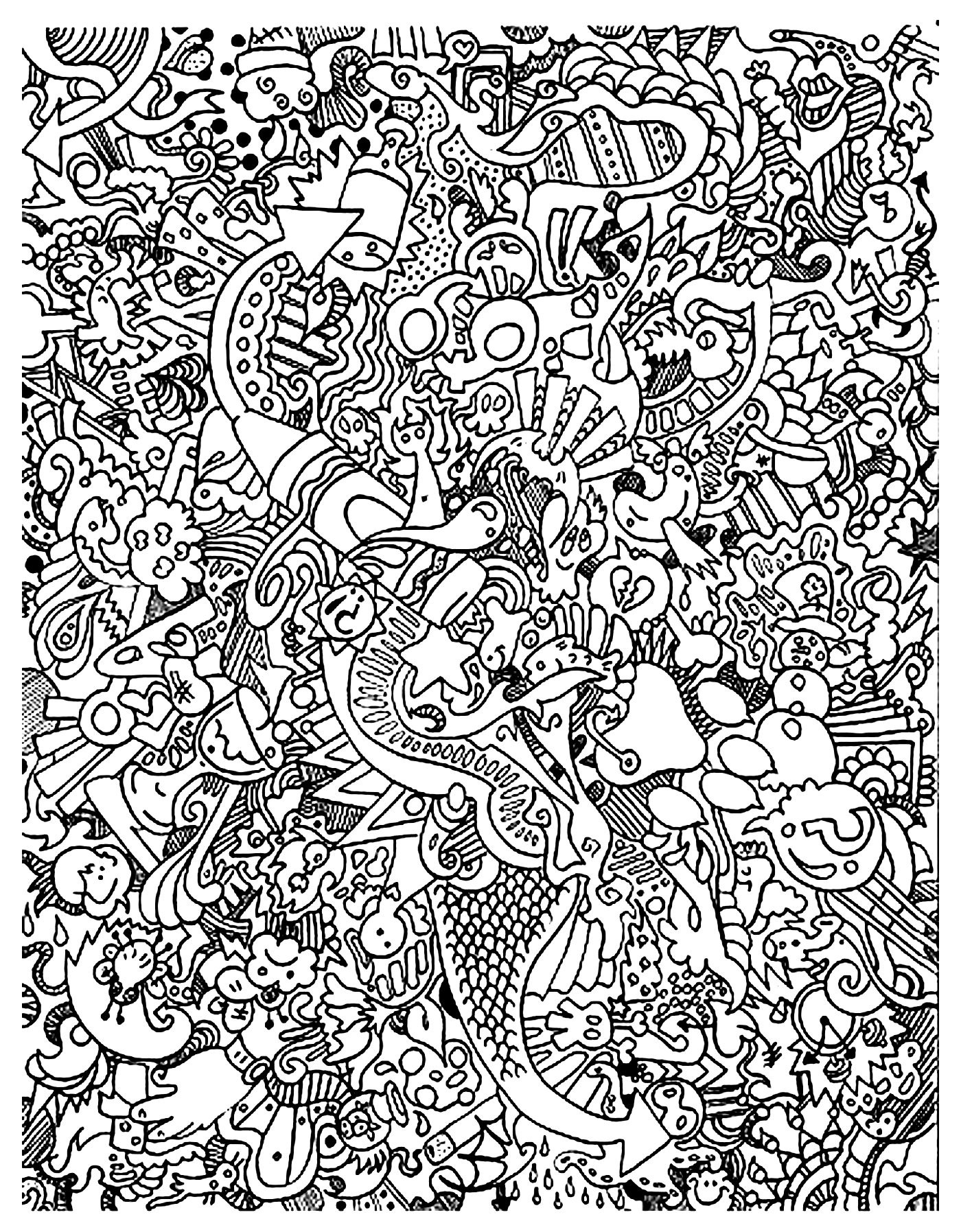 Doodle Art To Print For Free - Doodle Art Kids Coloring Pages - Free Printable Doodle Art Coloring Pages