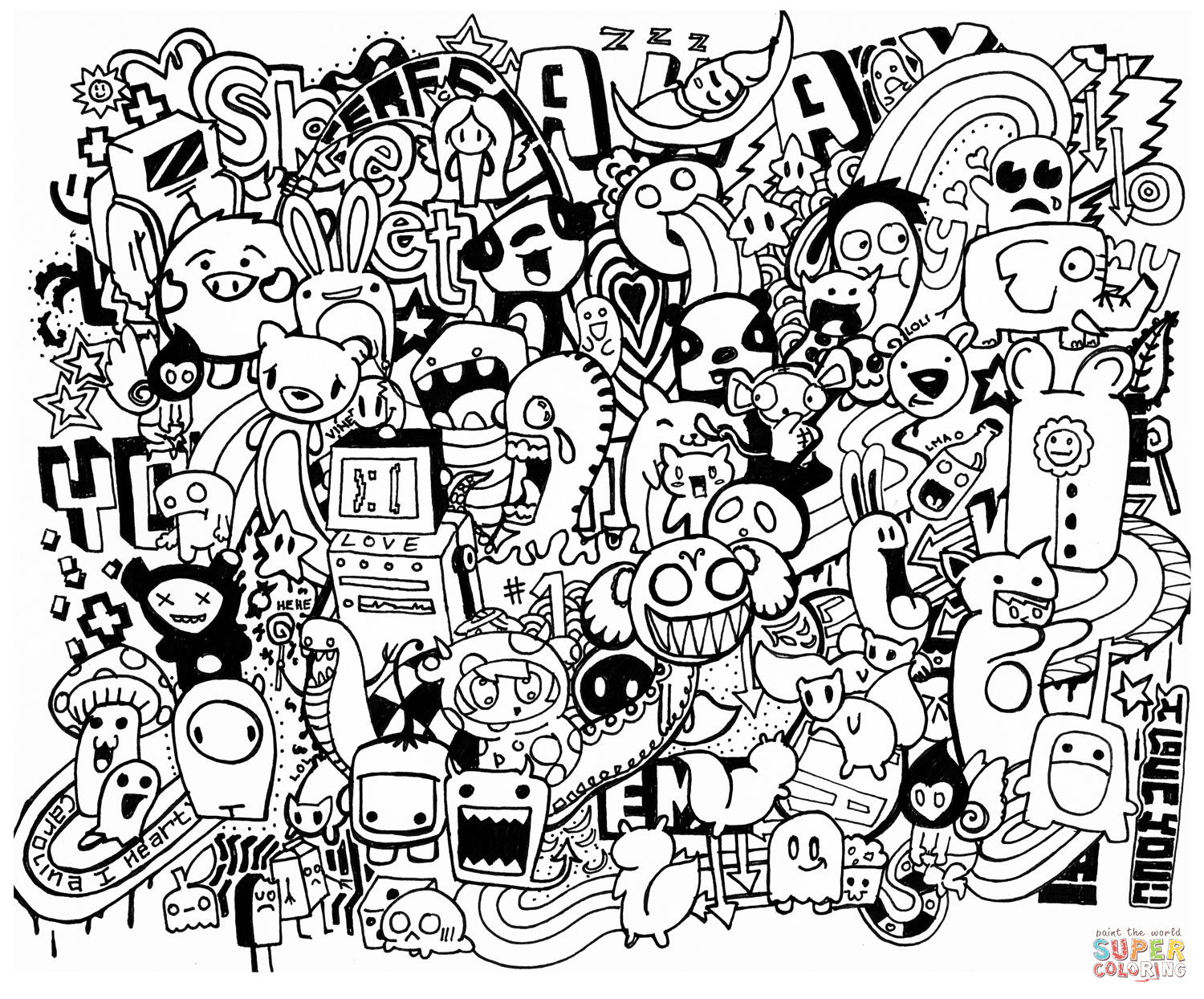 Doodle Art To Print For Free - Doodle Art Kids Coloring Pages - Free ...