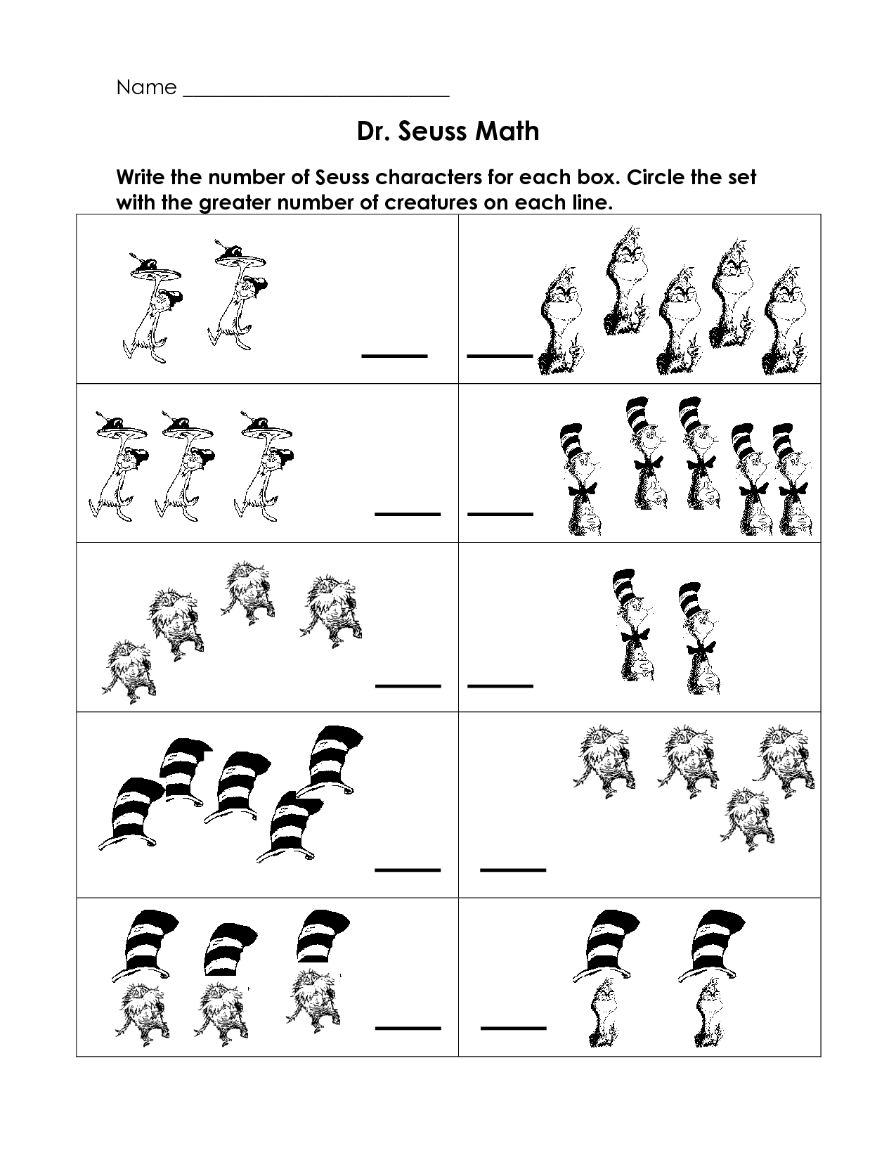 Printable Dr. Seuss Worksheets And Coloring Sheets - Free Printable Dr ...
