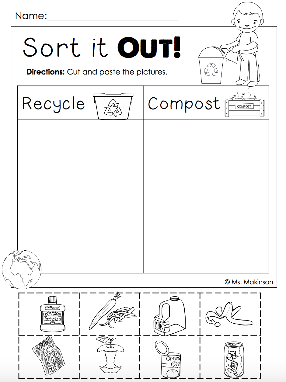 Earth Day Free | Homeschool. | Earth Day Activities, Earth Day - Free Printable Recycling Worksheets