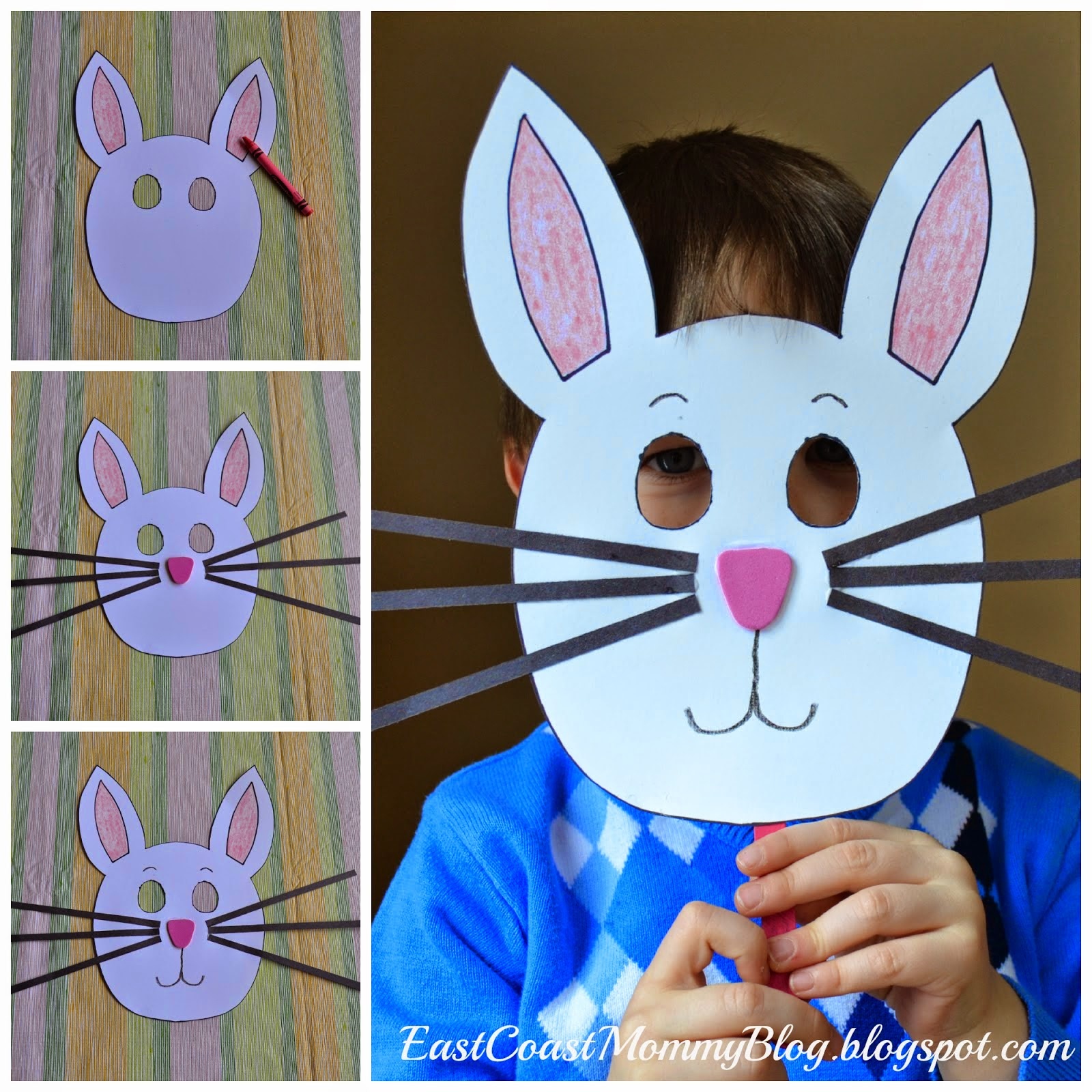 East Coast Mommy: Bunny Mask {Preschool Craft} - Free Printable Easter Masks