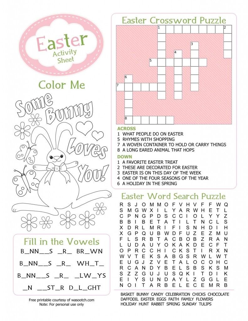 Easter Kids Activity Sheet Free Printable From Wasootch 791X1024 - Free Printable Easter Worksheets For 3Rd Grade