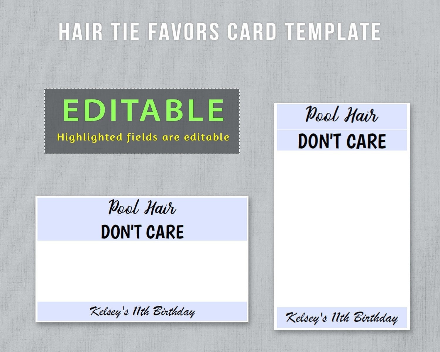 Editable Hair Tie Favors Card Template To Have And To Hold | Etsy - To Have And To Hold Your Hair Back Free Printable