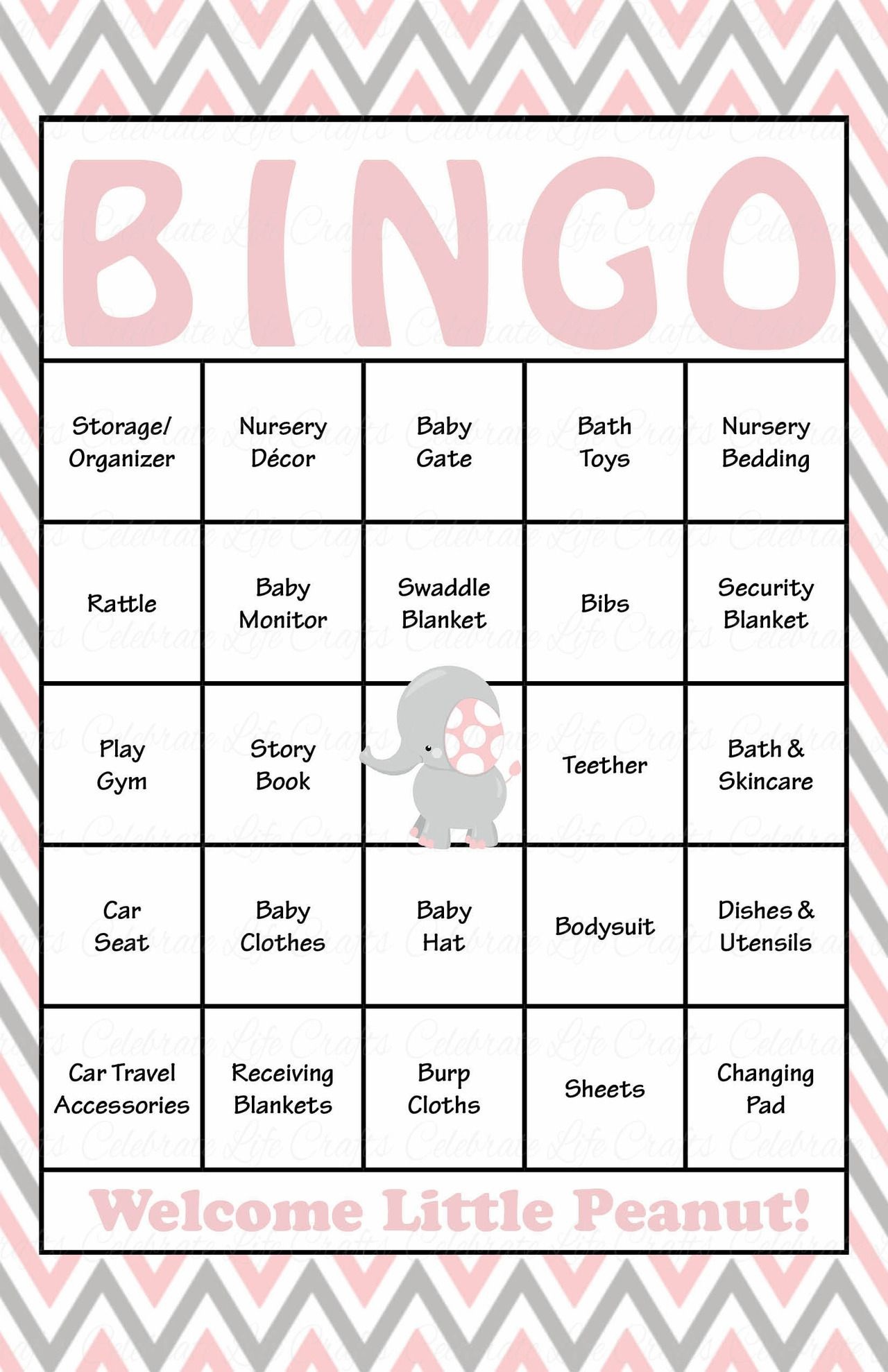 Elephant Baby Shower - Baby Bingo Cards - Printable Download - Baby - Baby Bingo Game Free Printable