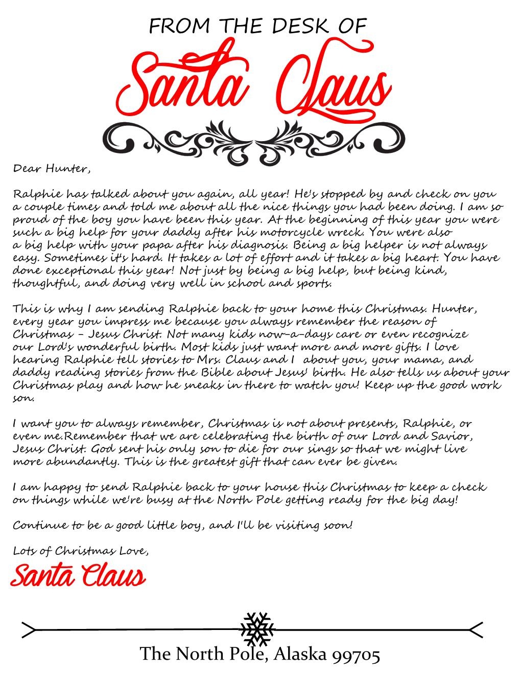 Elf Arrival Letter For Elf On The Shelf - Honeysuckle Footprints - Free Personalized Printable Letters From Santa Claus