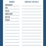 Emergency Contact List   Free Printable Emergency Phone List