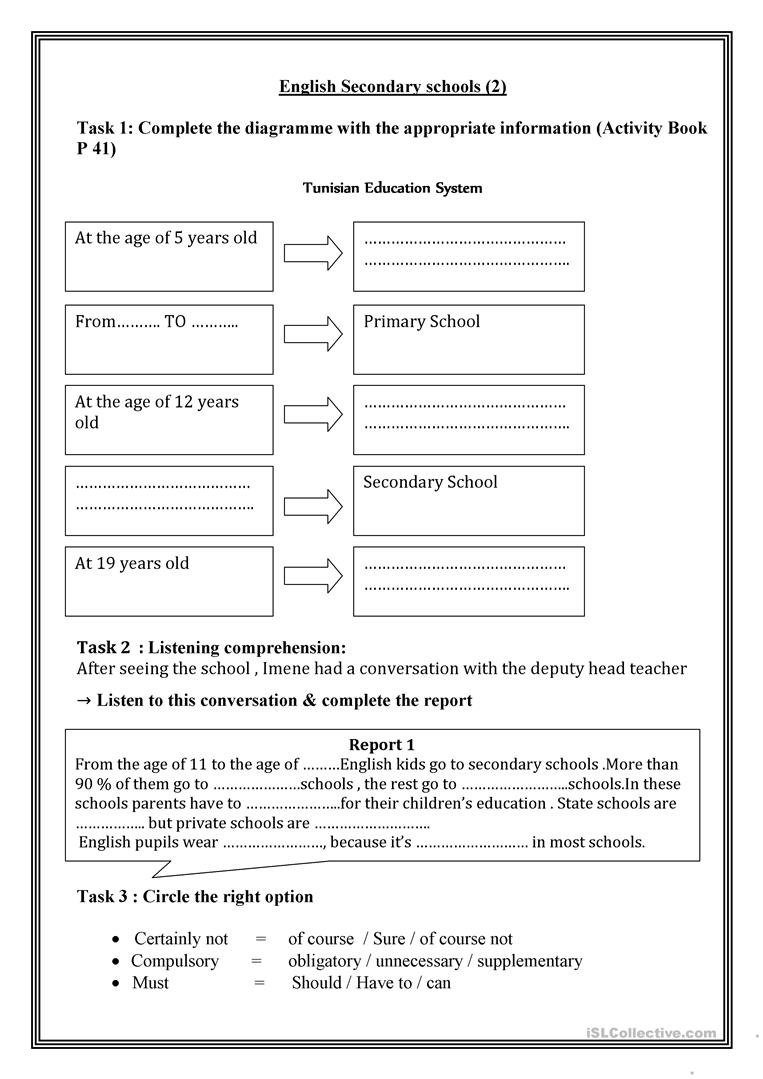 English Secondary Schools (2) Worksheet - Free Esl Printable - Free Printable Esl Worksheets For High School