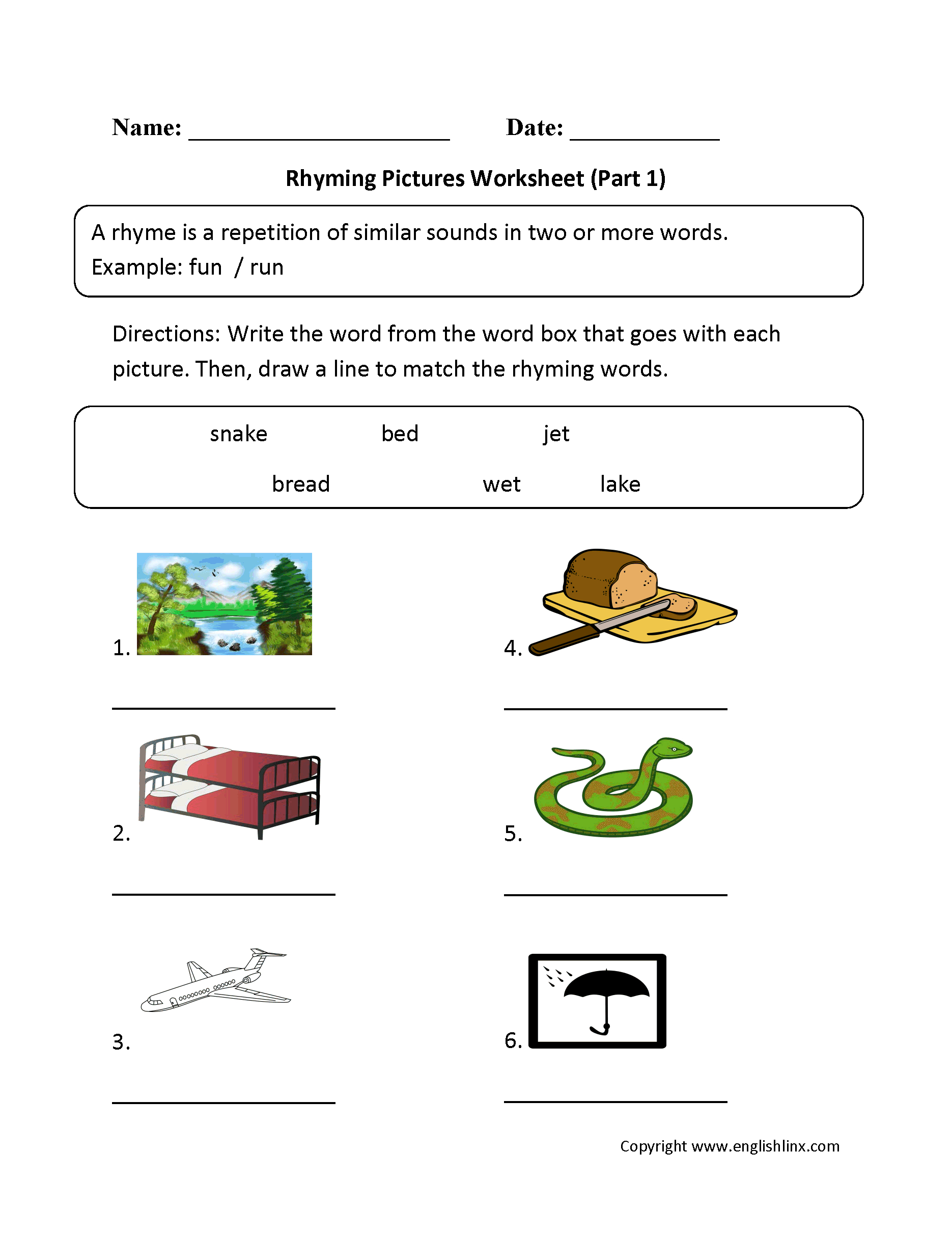 Englishlinx | Rhyming Worksheets - Free Printable Rhyming Words