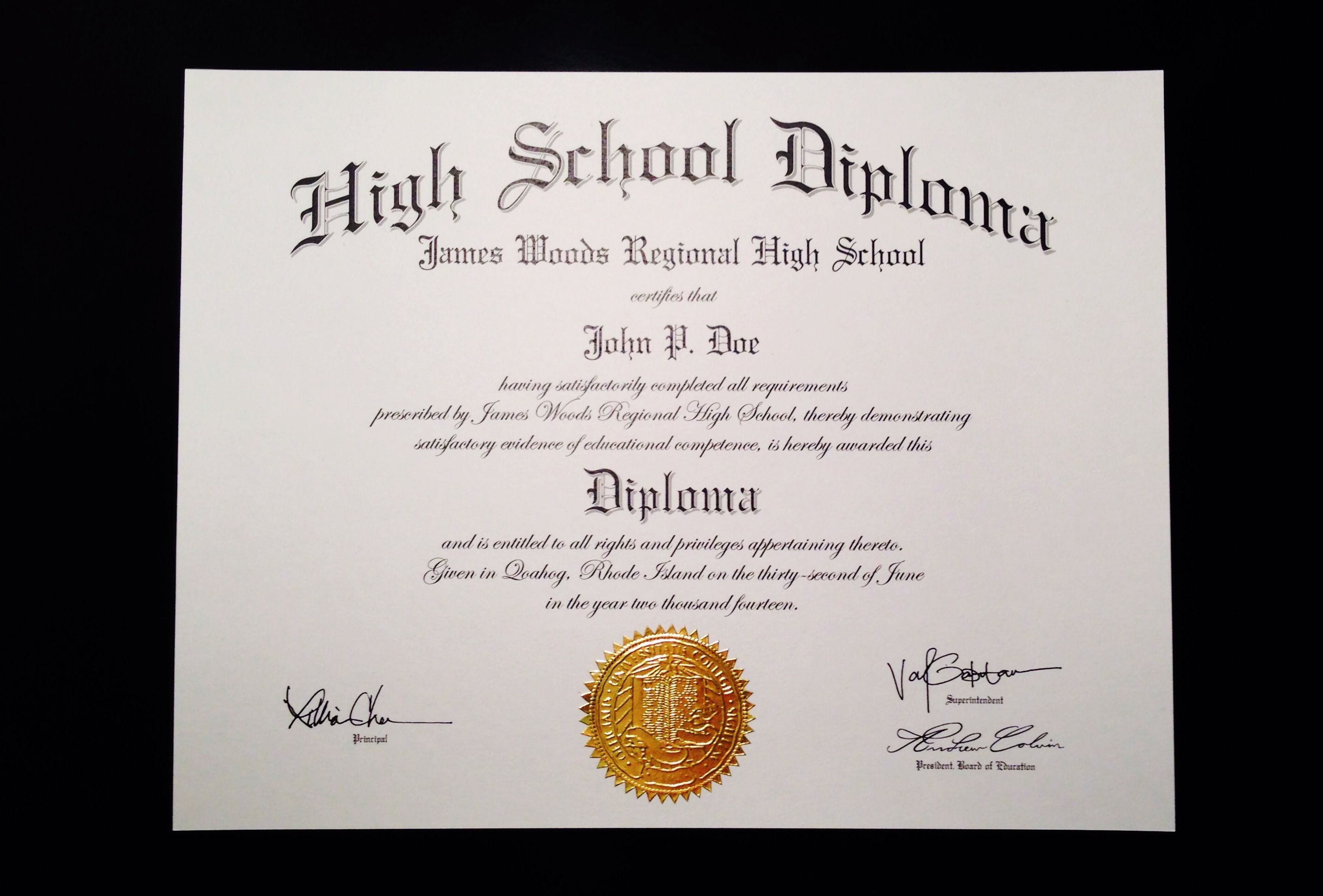 Fake+High+School+Diploma+Template | Jeffrey D Brammer | Fake High - Free Printable Ged Certificate