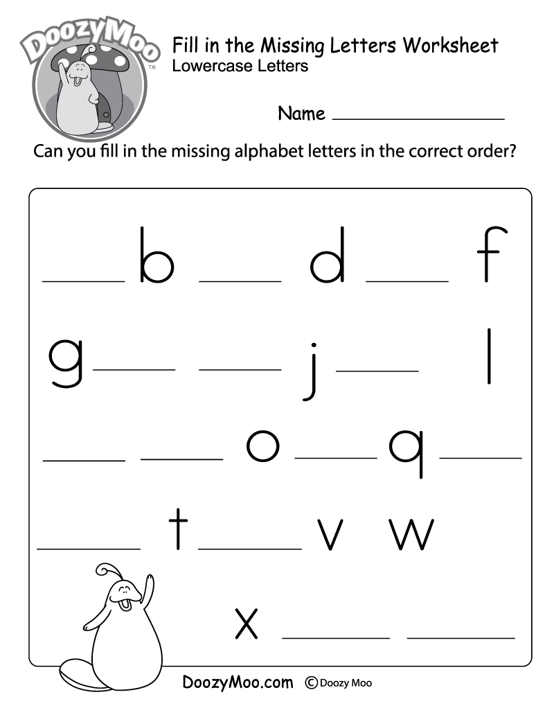 Fill In The Missing Letters Worksheet | Kindergarten Printables - Free Printable Alphabet Letters Upper And Lower Case