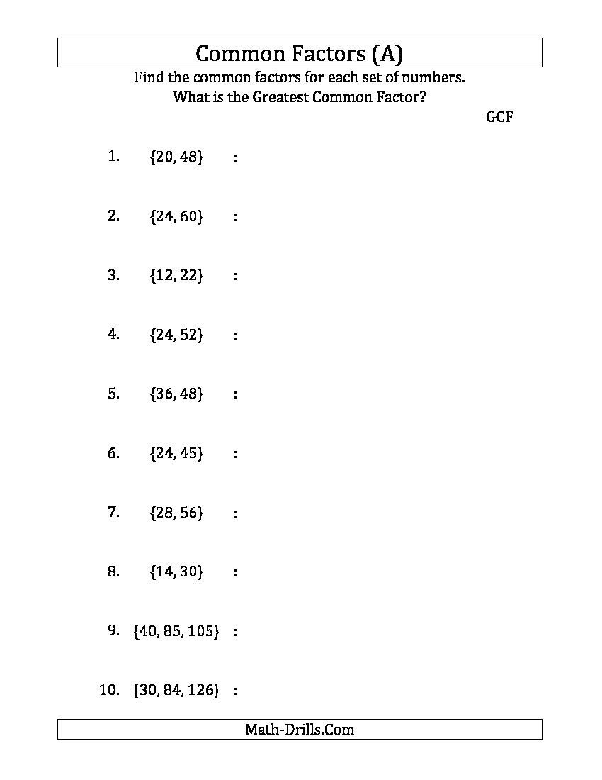 Greatest Common Factor And Least Common Multiple Word Problems Worksheets