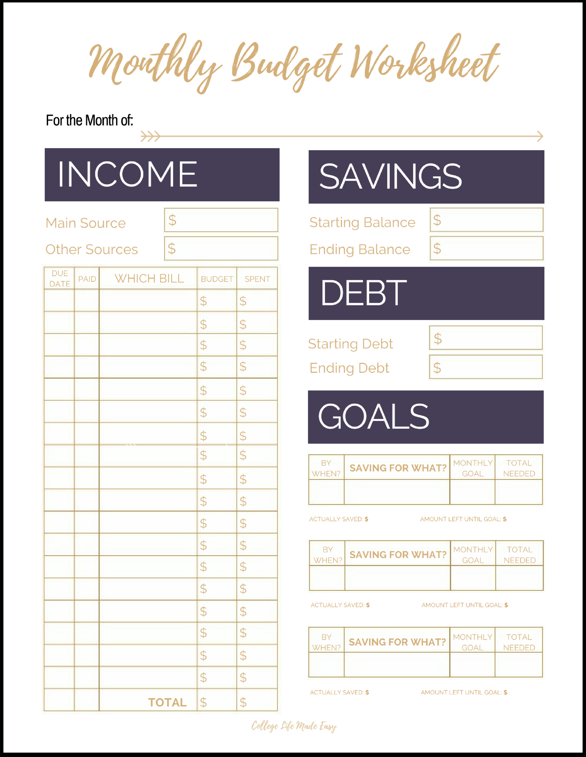 Fix Your Finances Asap With My (Free) Simple Monthly Budget Template - Free Printable Budget Sheets