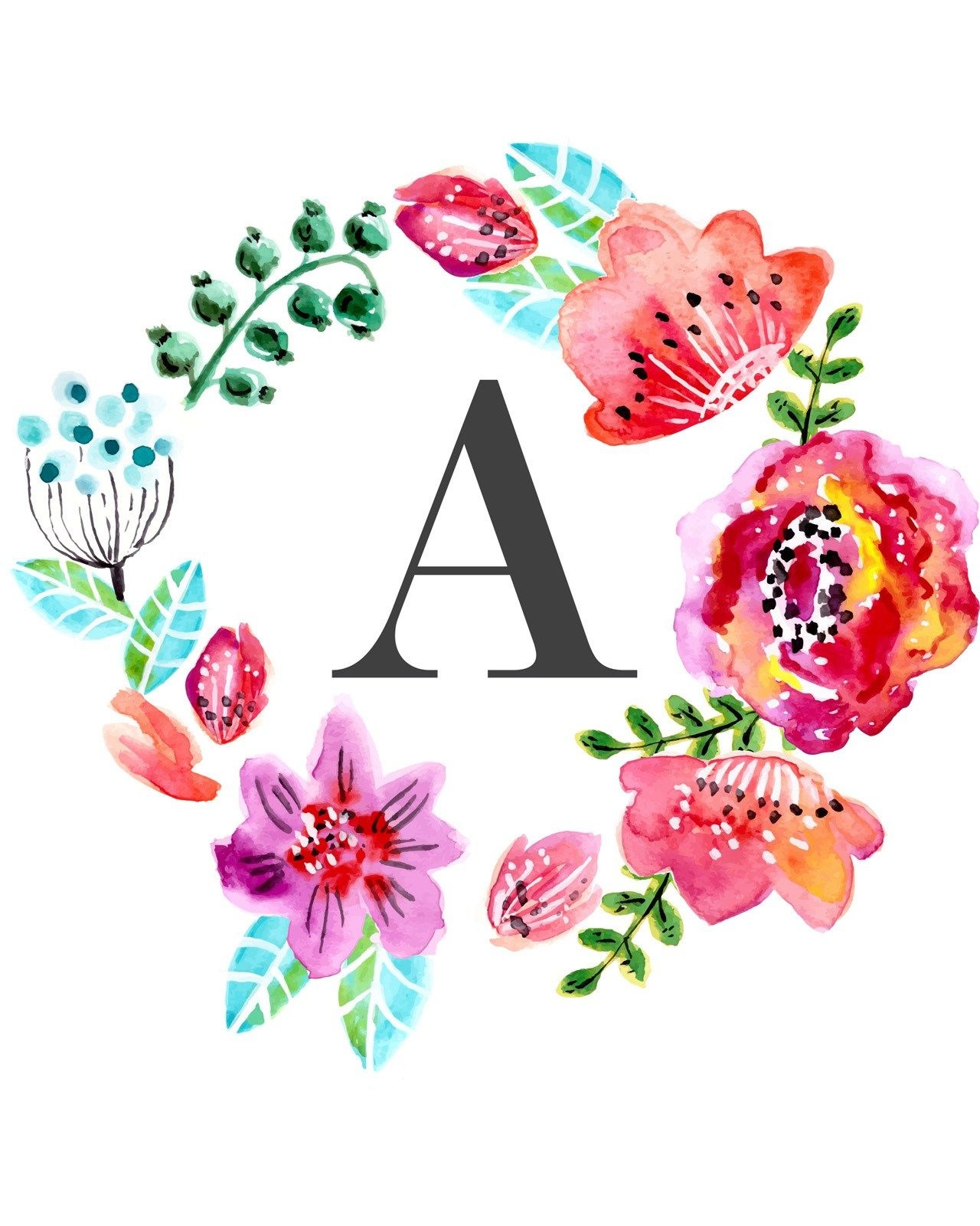 Floral Monogram Free Printable | New Home Ideas | Nursery Wall Art - Free Printable Flower Letters