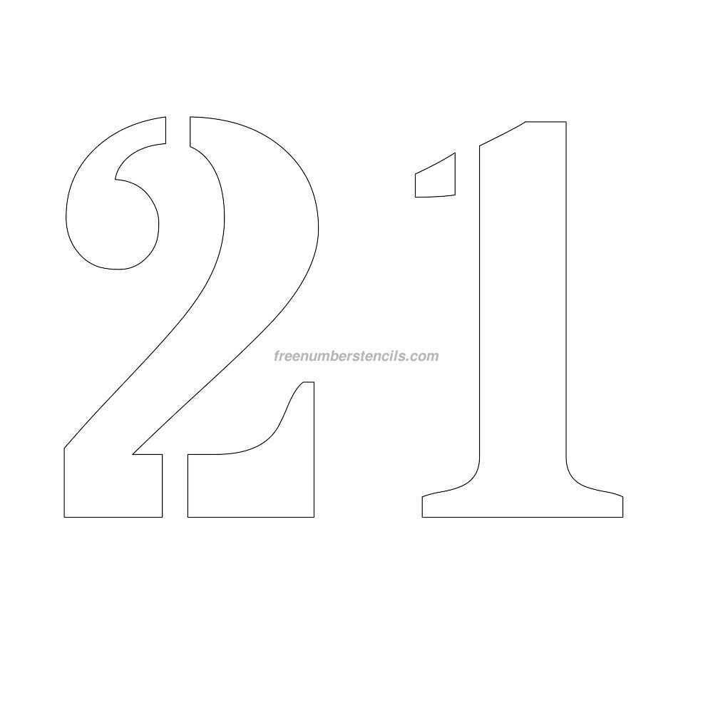 Free 11 Inch 21 Number Stencil | Numbers | Number Stencils, Free - Free Printable Number Stencils