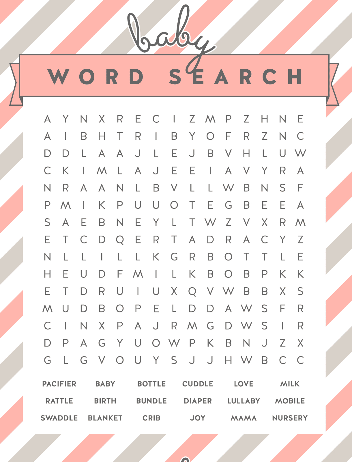 Free Baby Shower Word Search Puzzles - Free Baby Shower Games Printable Worksheets